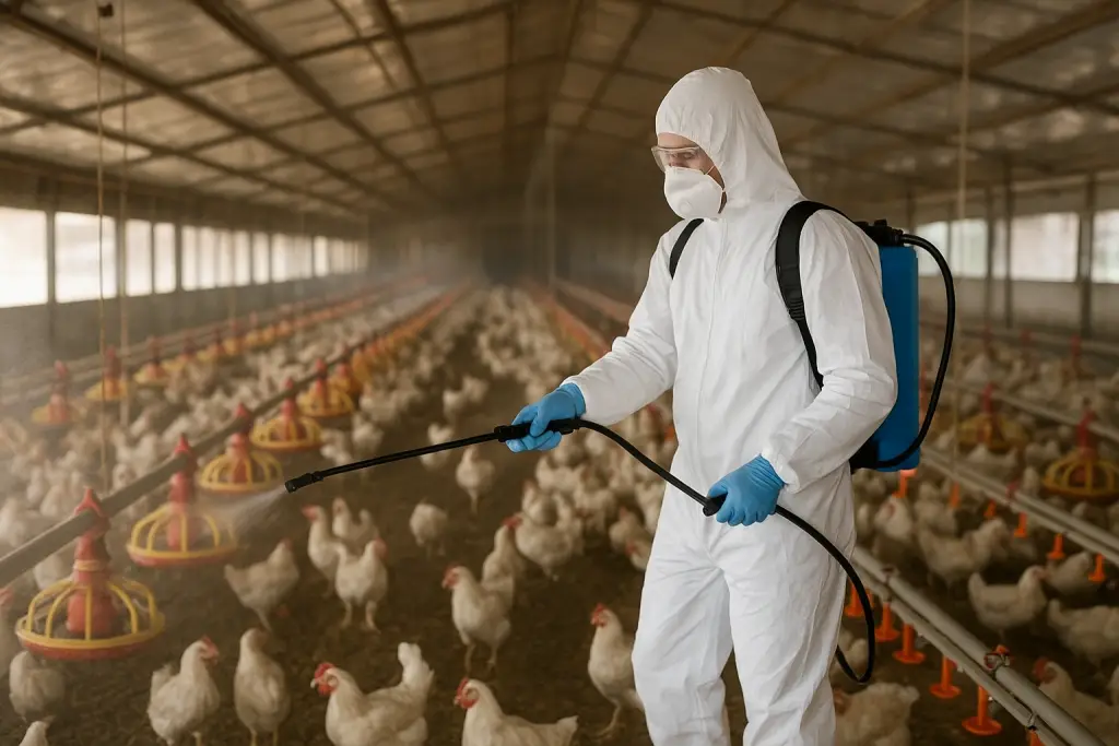 Sanitización de galpones de aves.