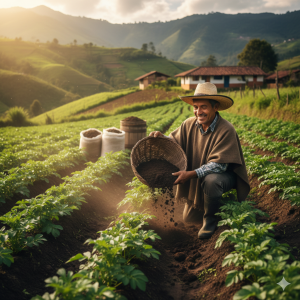 Cultivador con abono orgánico